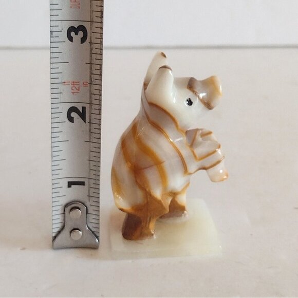 Vintage Carved Onyx Stone Standing Pig Figurine Sculpture Miniature - Picture 6 of 7